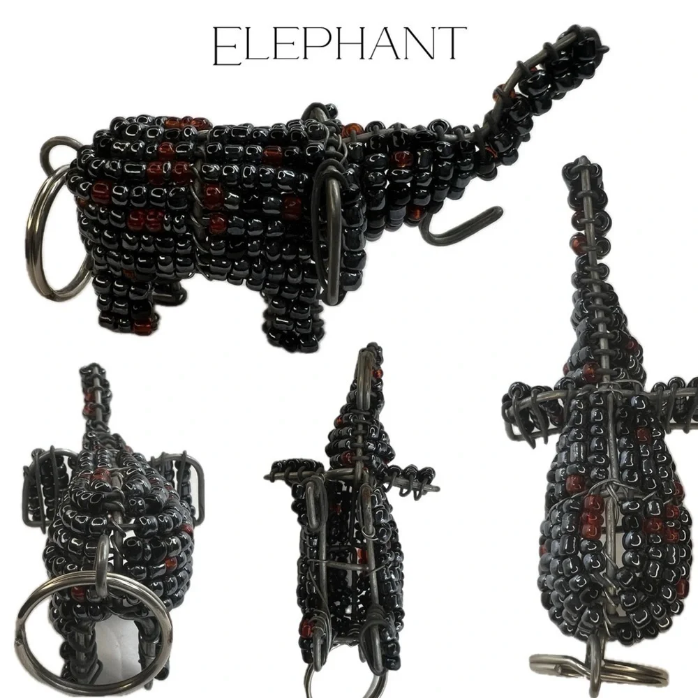Ladybug Zebra Hippo Elephant Lion Animal Beaded Key Chains Charms Keychains